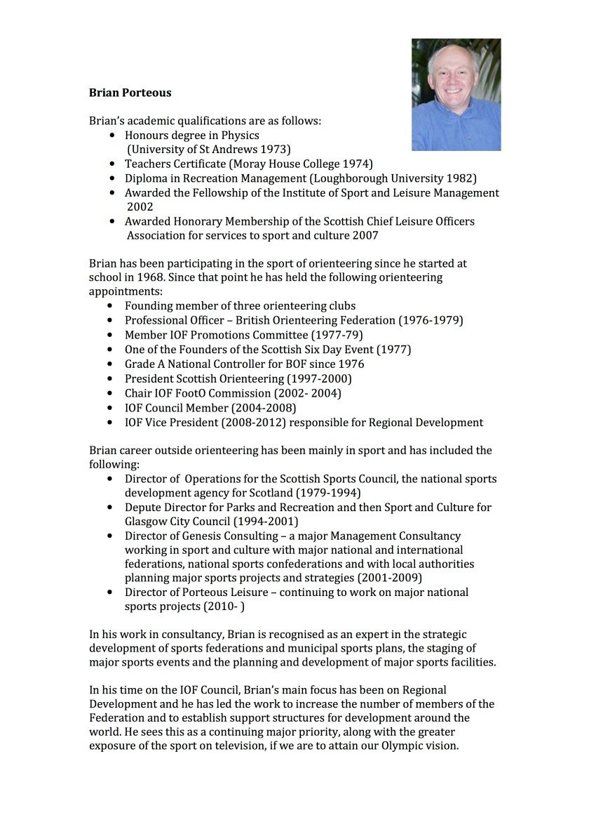 Brian Porteous CV