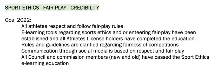 IOF 2020 GA - Fair Play goals